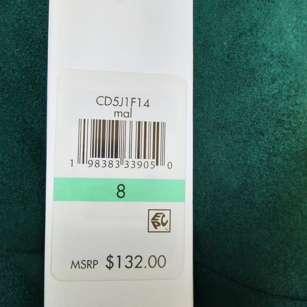 Calvin Klein NWT Faux Suede Green Midi Dress Size 8 A-Line Sleeveless Belted - Picture 10 of 15